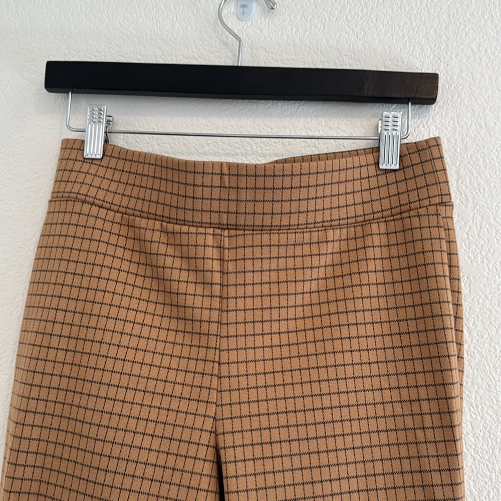 Loft - Windowpane Print Ponte Pants - Tan and Black - Size S - Picture 3 of 5